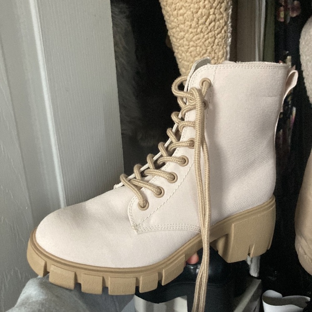 Off white combat style boots